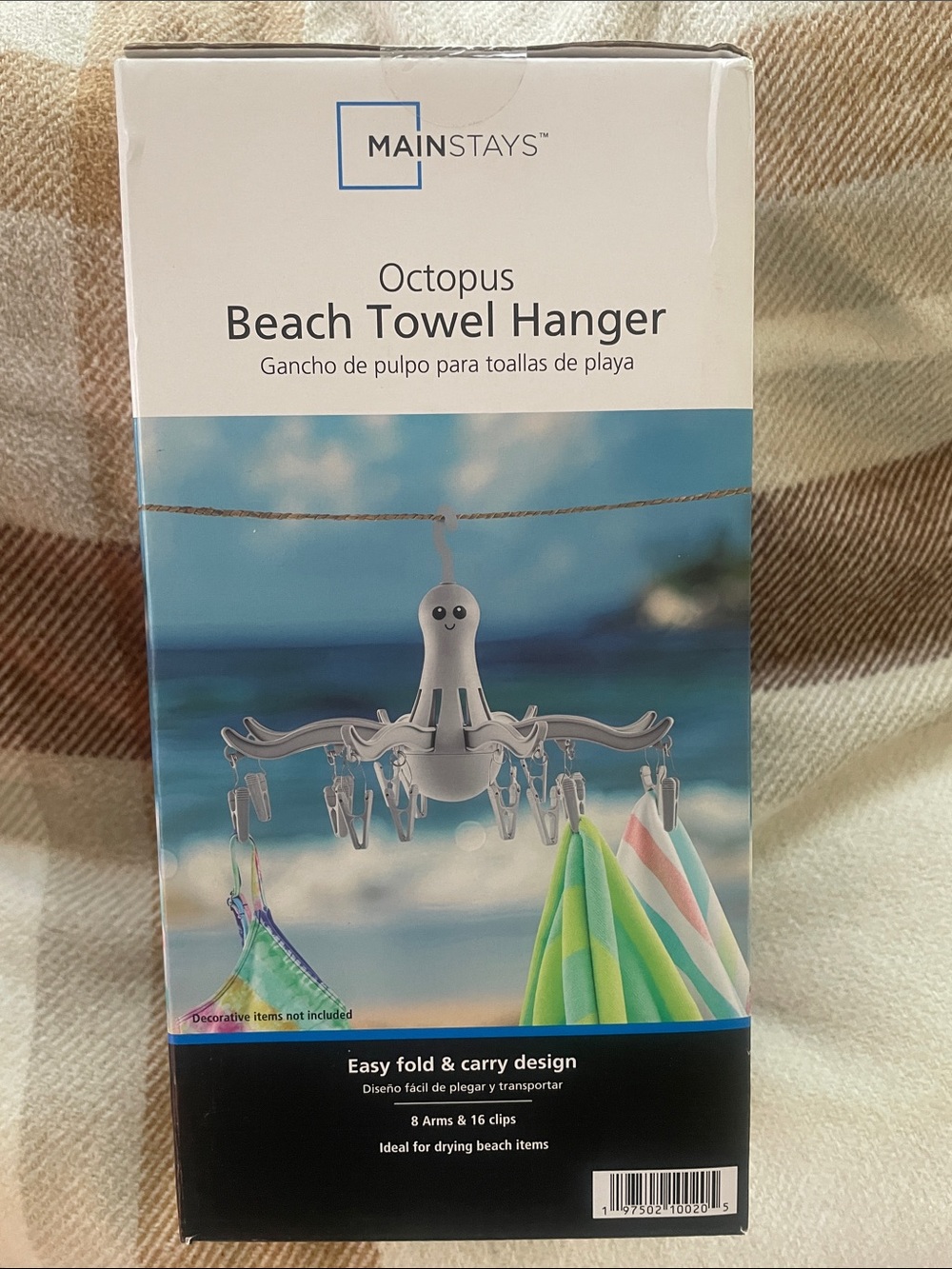 Mainstays Gray Octopus Towel Hanger with Clips
